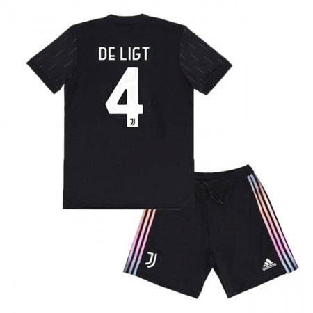 Koszulka Juventus Matthijs de Ligt 4 Dziecięcy Wyjazdowe Stroje Piłkarskie 2021/22 Krótki Rękaw